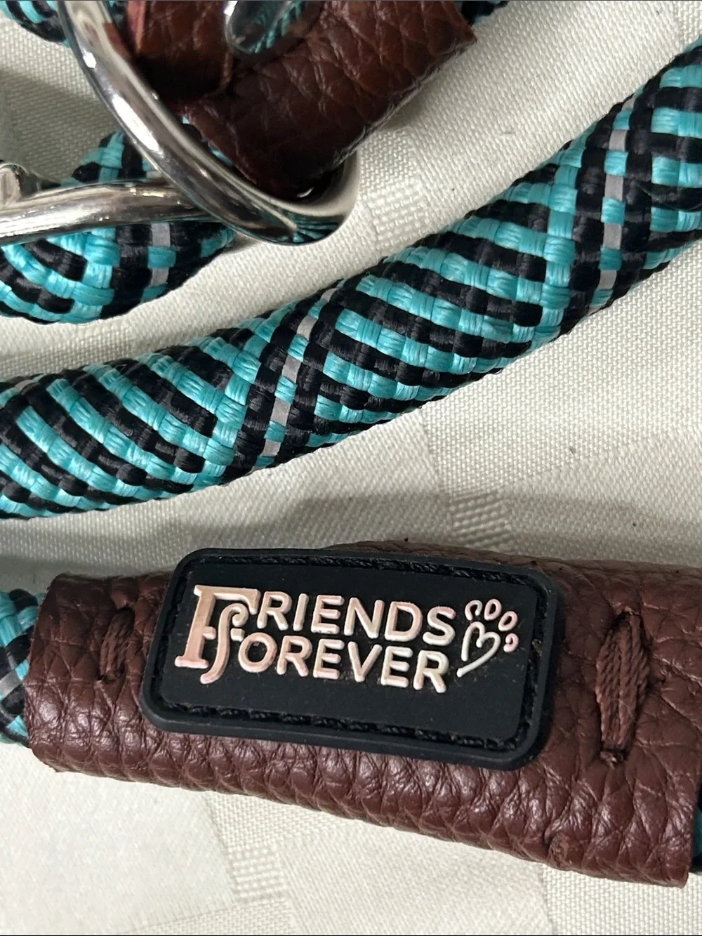 Teal Patterned Rope Dog Leash - Teal